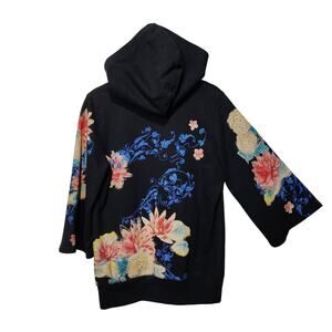 Vintage Y2K Lucky Women's Sz S Lily Pad Kimono Hoodie Sweatshirt Flare Sleeve